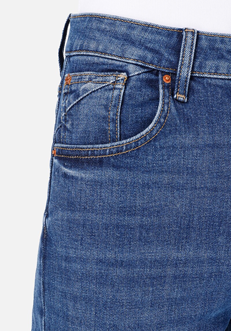 Afișați detalii pentru Mom Fit Slim Leg Blugi Din Denim Pentru Femei