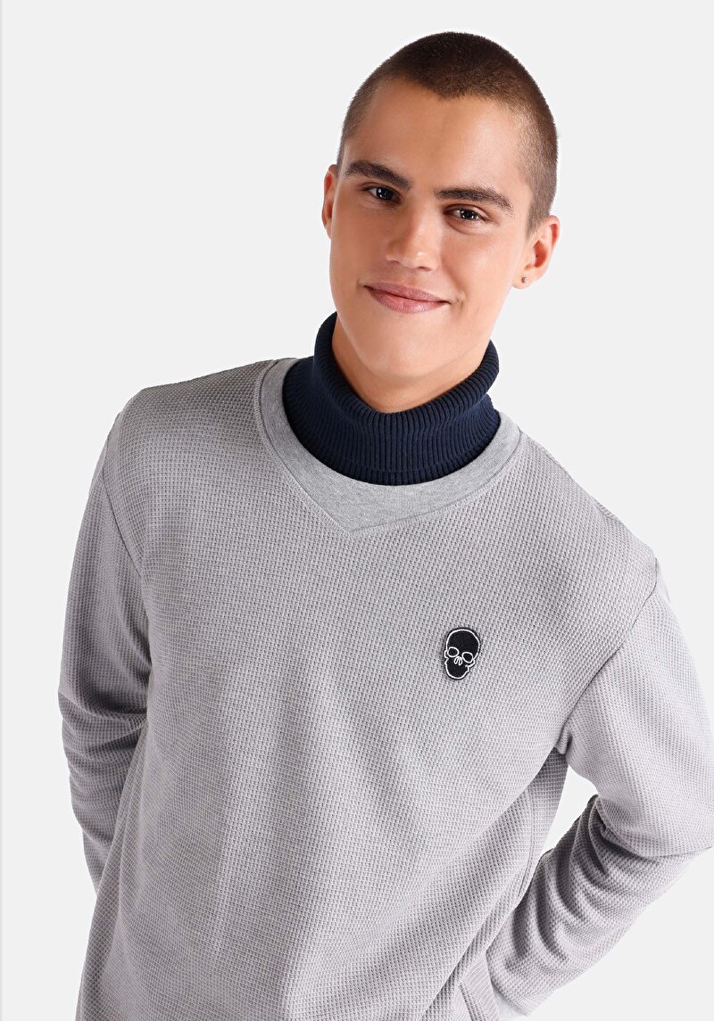 Afișați detalii pentru Tricou Cu Maneca Lunga De Barbati Gri Regular Fit  Cl1065597