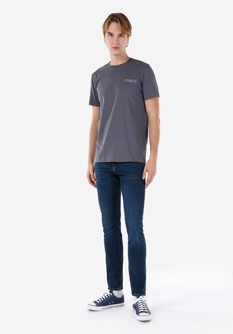 Imagine a Blugi İndigo Pentru Bărbați Cu Potrivire Dreaptă