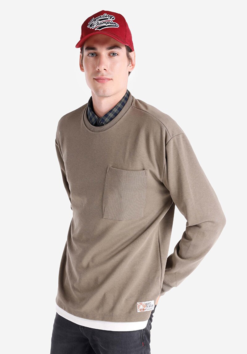 Imagine a Tricou Cu Maneca Lunga De Barbati Maro Comfort Fit  Cl1065598