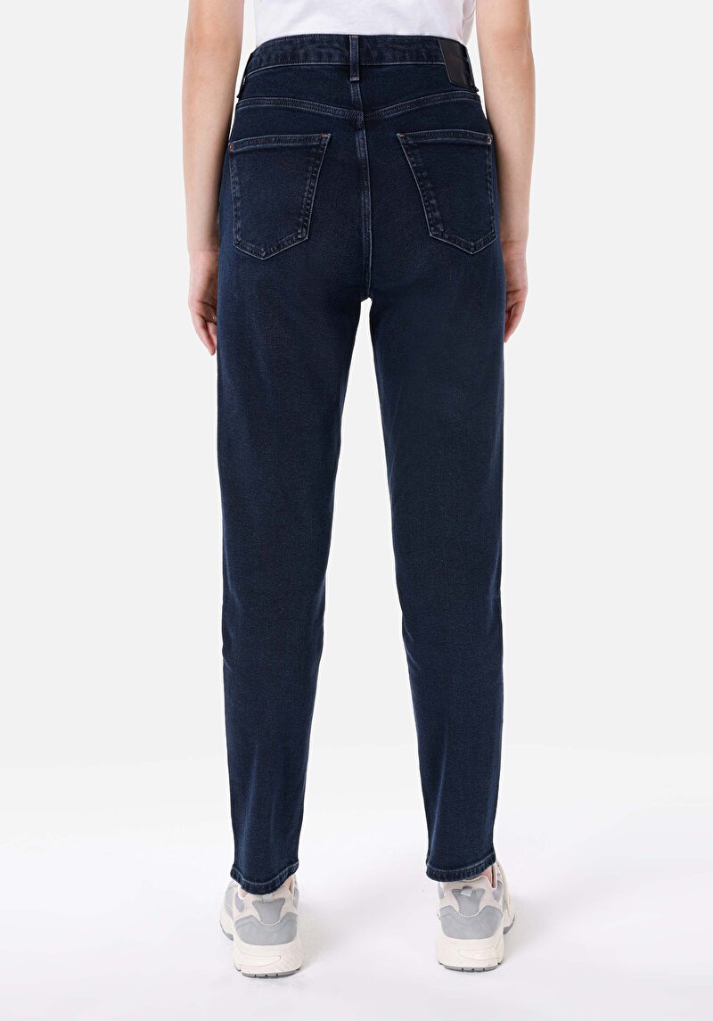 Afișați detalii pentru Mom Fit Slim Leg Blugi İndigo Închis Pentru Femei