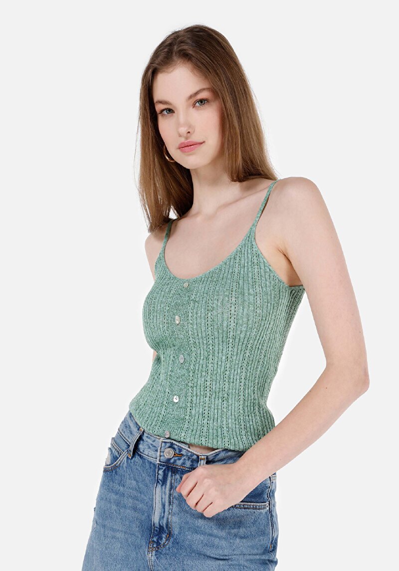 Imagine a Pulover Verde Pentru Femei Slim Fit