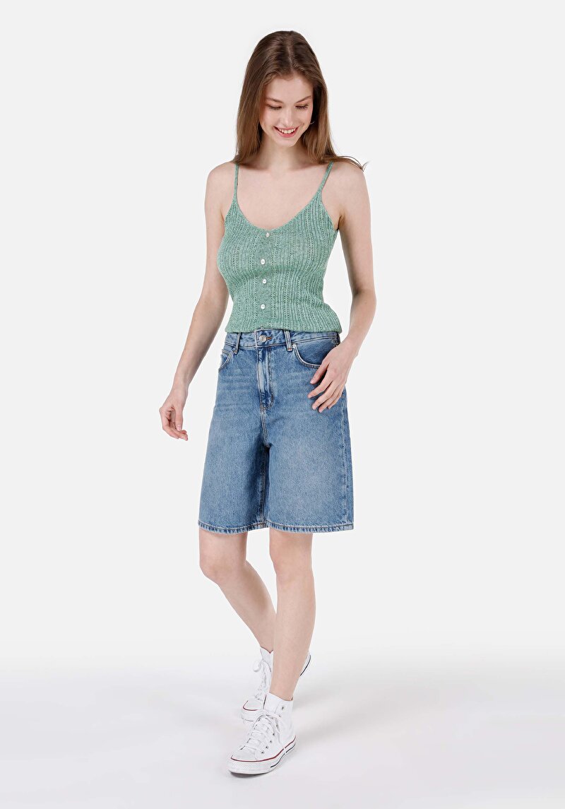 Imagine a Pulover Verde Pentru Femei Slim Fit