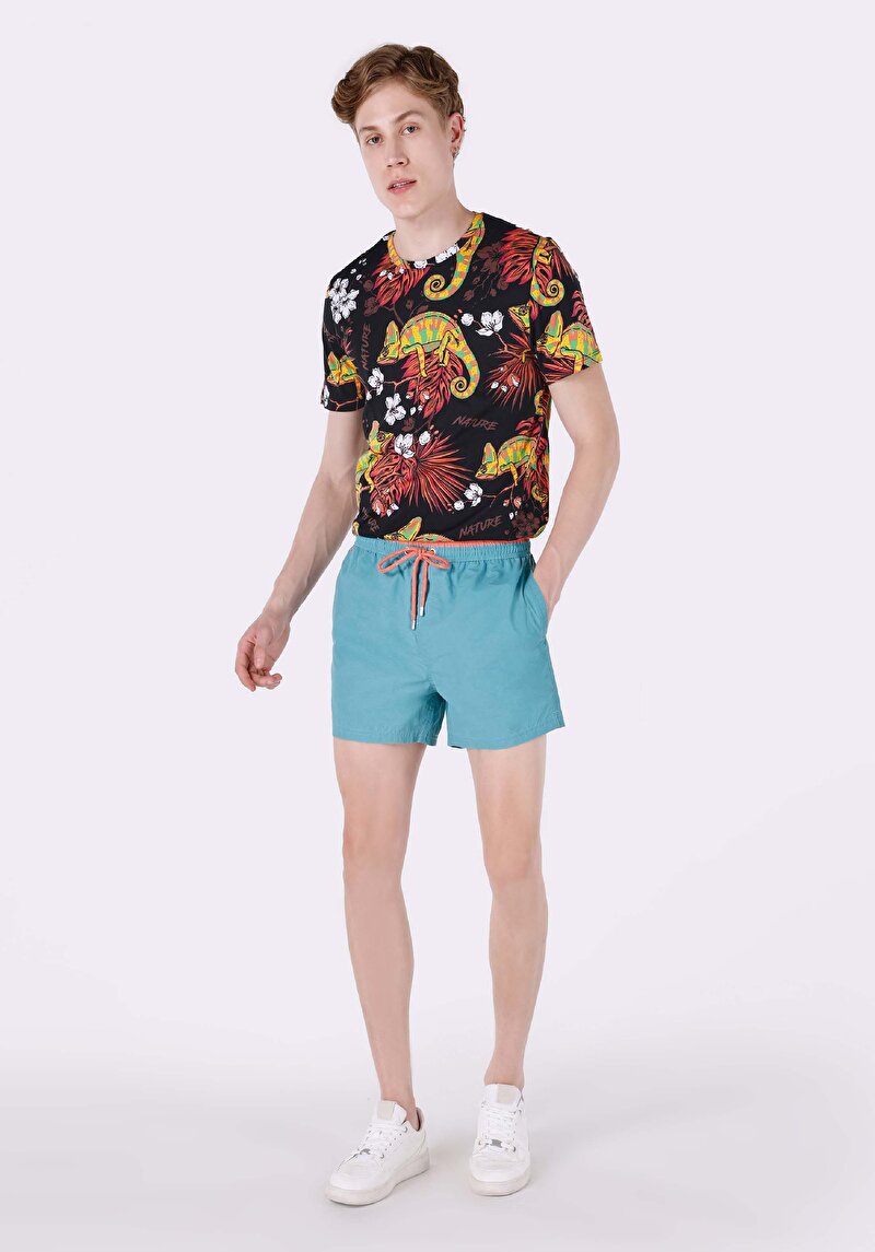 Imagine a Pantaloni Scurți De Baie Albaștri Pentru Bărbați Slim Fit Straight