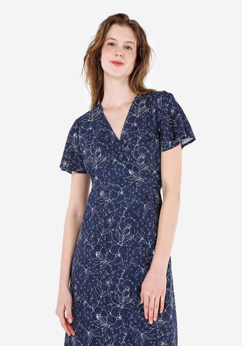 Imagine a Rochie Bleumarin Pentru Femei Regular Fit