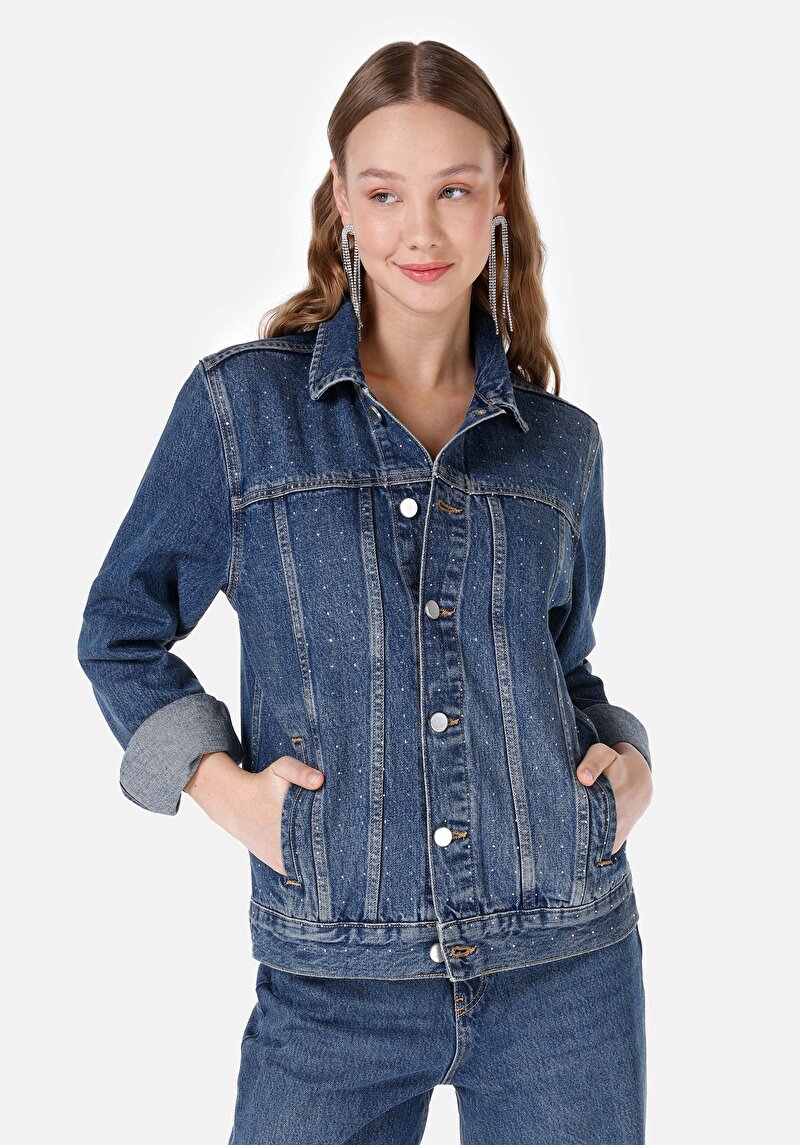 Imagine a Jachetă Albastră Pentru Femei Cu Fermoar