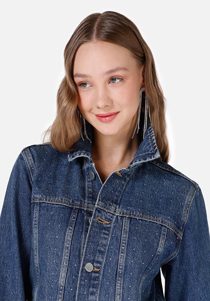 Afișați detalii pentru Jachetă Albastră Pentru Femei Cu Fermoar