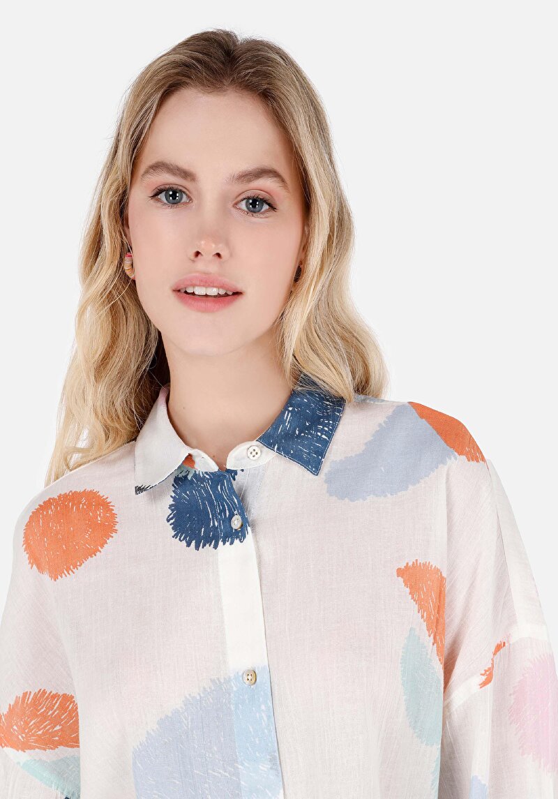 Afișați detalii pentru Cămașă Relax Fit Imprimat Cămașă Cu Mânecă Lungă Multicoloră Pentru Femei
