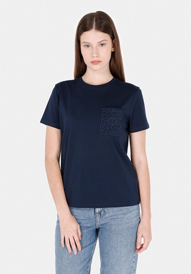 Imagine a Tricou Cu Maneca Scurta De Dama Albastru Marin Regular Fit  Cl1071852