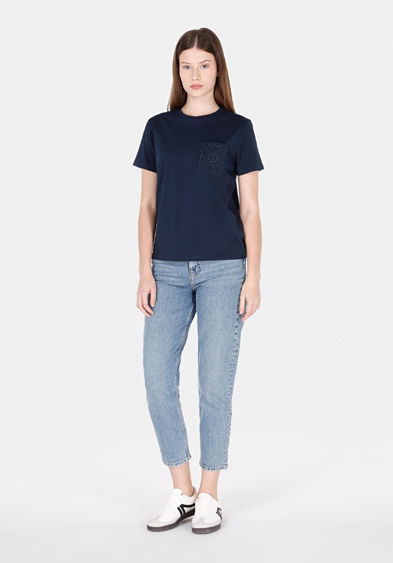 Afișați detalii pentru Tricou Cu Maneca Scurta De Dama Albastru Marin Regular Fit  Cl1071852