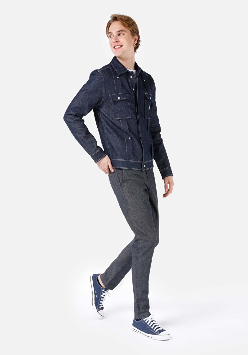 Imagine a Pantaloni De Barbati Albastru Inchis Regular Fit Cl1067279