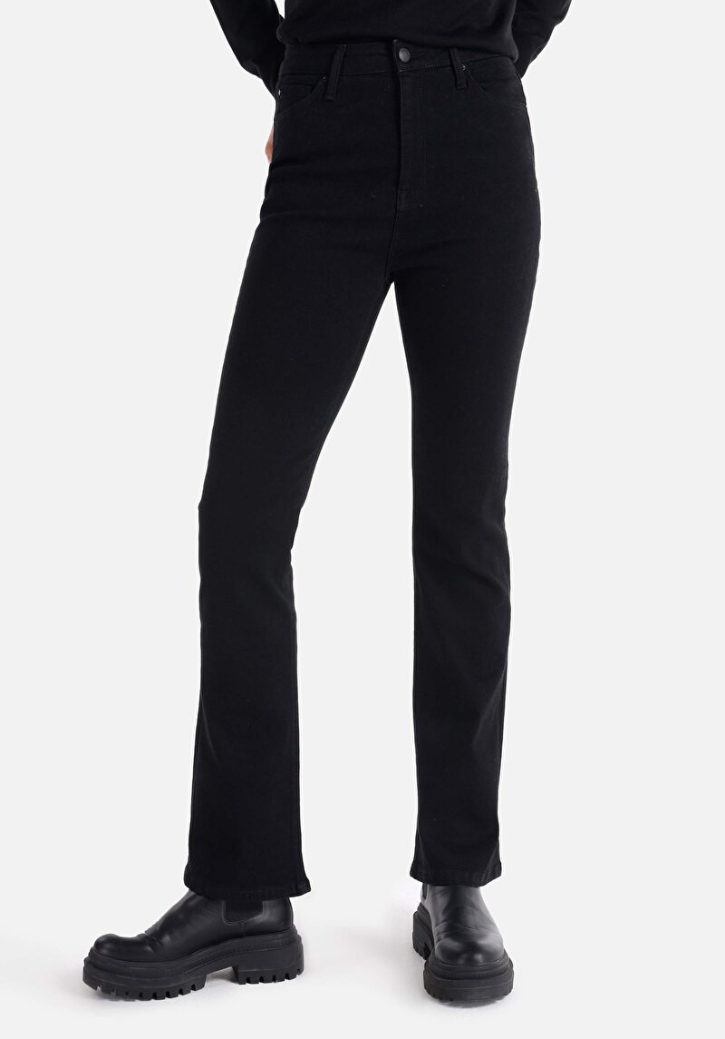 Afișați detalii pentru Regular Fit Mid Waist Bootcut Blugi Din Denim Pentru Femei