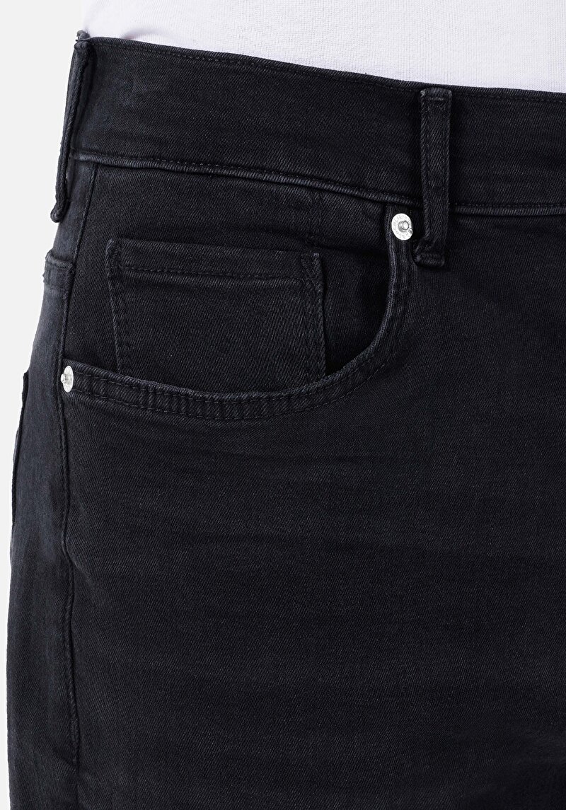 Afișați detalii pentru Blugi Negri Pentru Bărbați Cu Talie Dreaptă Cu Talie Medie