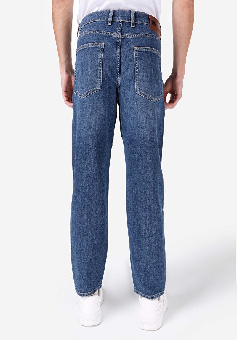 Afișați detalii pentru Blugi İndigo Pentru Bărbați Cu Talie Dreaptă Cu Talie Medie