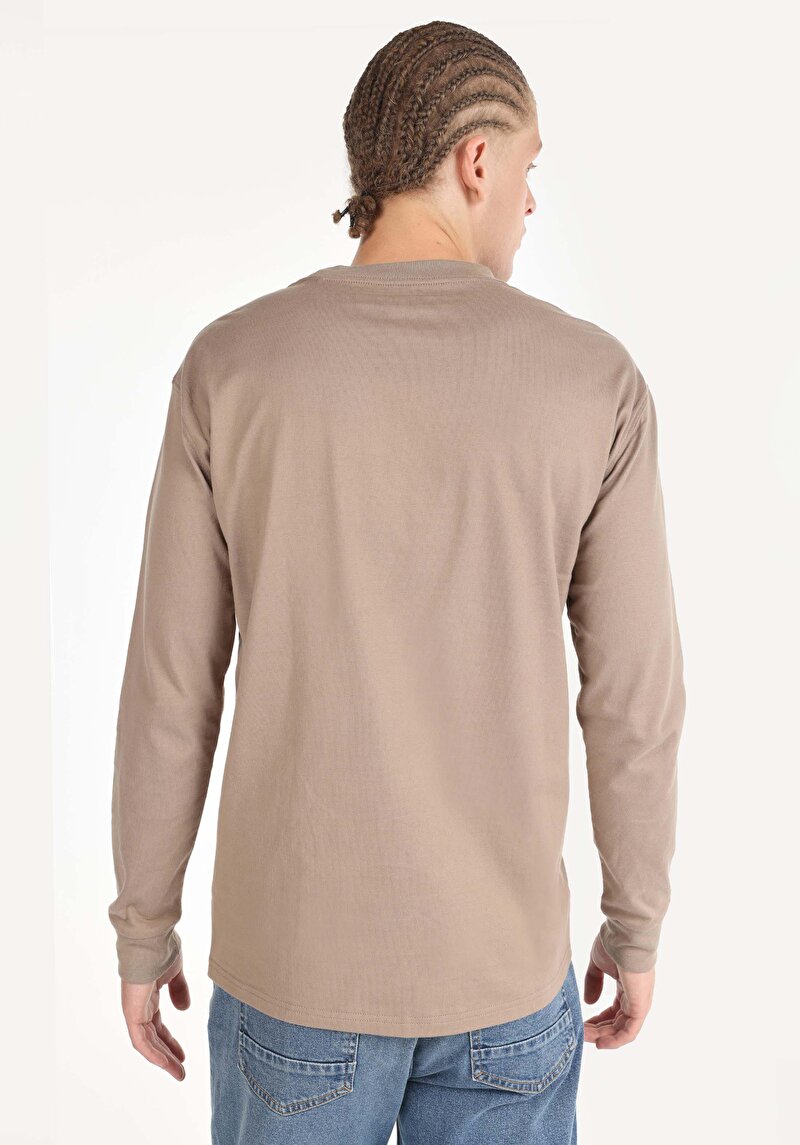 Imagine a Tricou Cu Maneca Lunga De Barbati Bej Regular Fit Cl1065666