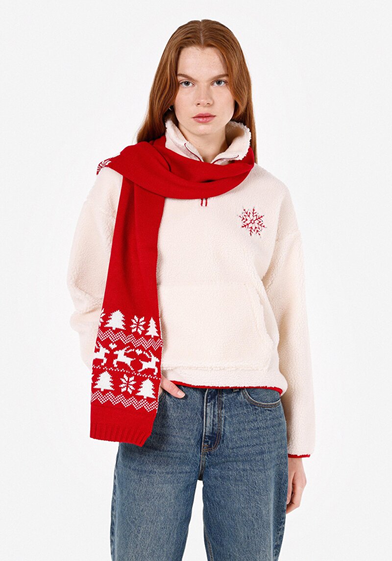 Imagine a Regular Fit Hanorac Ecru Pentru Femei Cu Fermoar