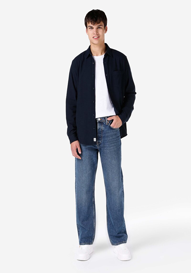 Imagine a Pantaloni De Barbati Albastru Baggy Fit  Cl1067301