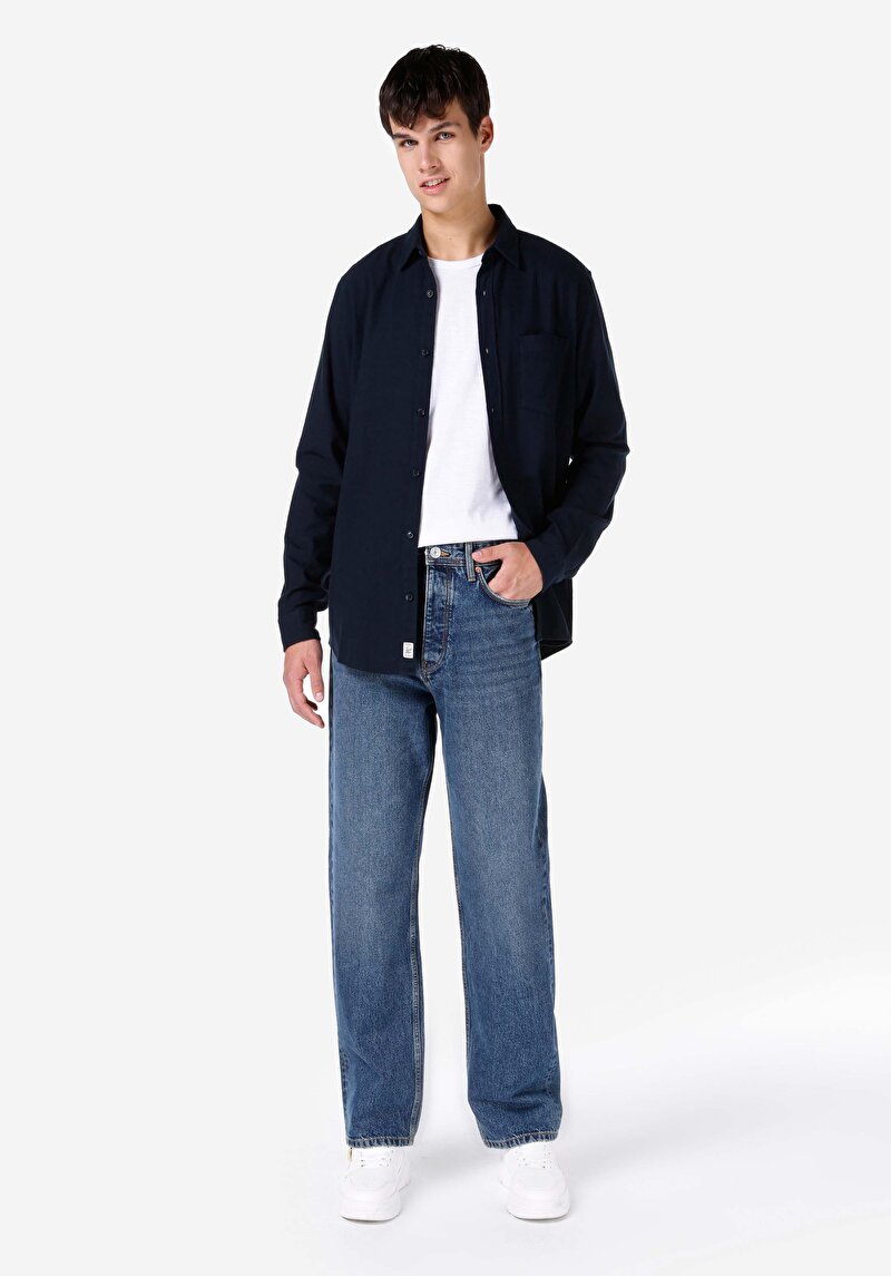 Afișați detalii pentru Pantaloni De Barbati Albastru Baggy Fit  Cl1067301