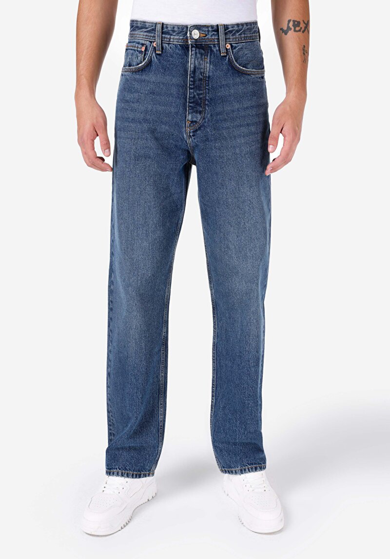 Afișați detalii pentru Pantaloni De Barbati Albastru Baggy Fit  Cl1067301