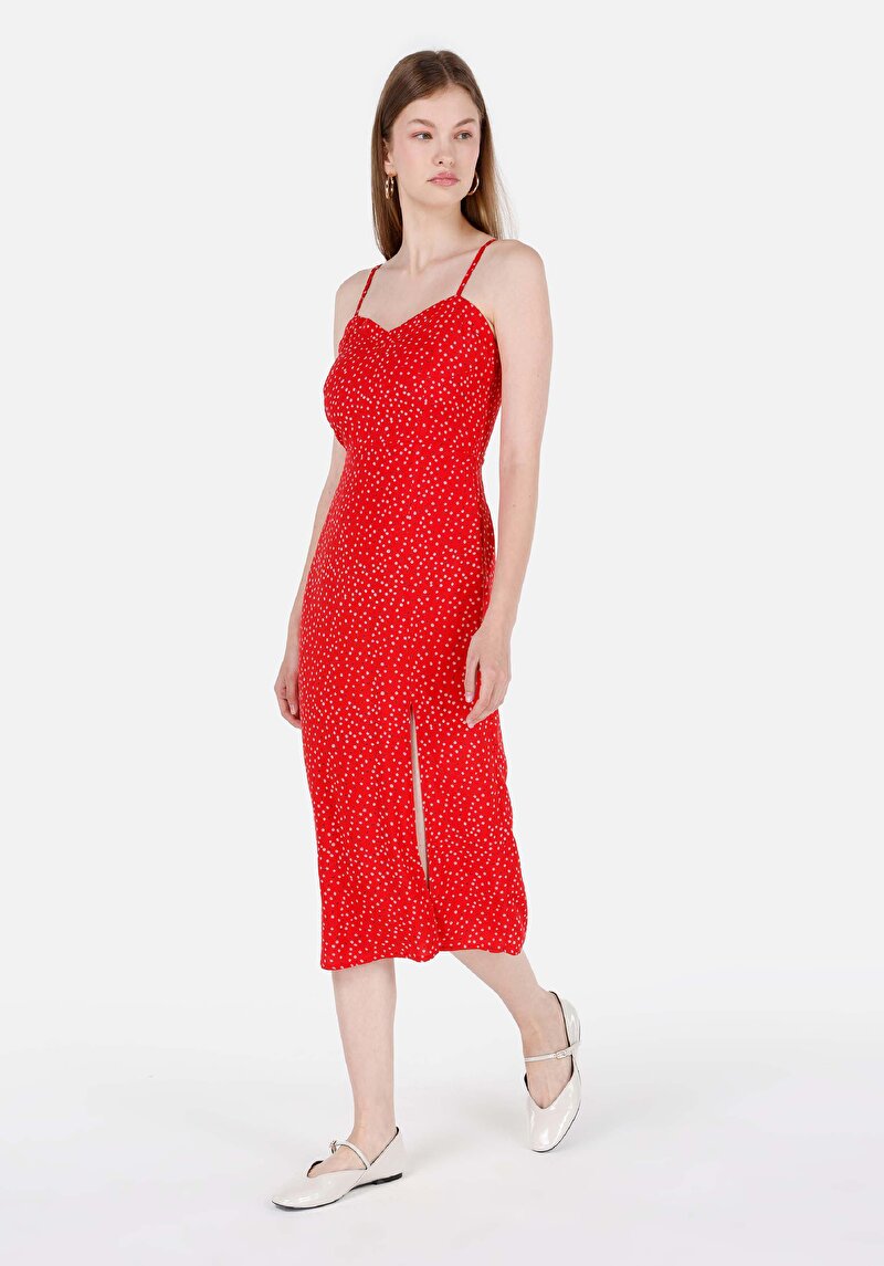 Imagine a Rochie Roșie Pentru Femei Slim Fit