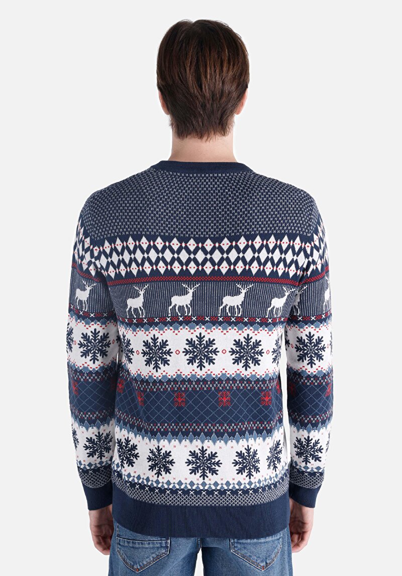 Imagine a Pulover Multicolor Pentru Bărbați Cu Gât Rotund Cu Gât Rotund