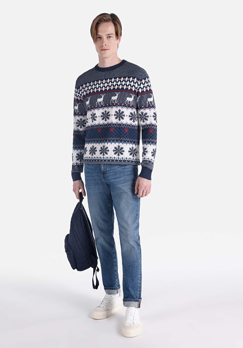 Afișați detalii pentru Pulover Multicolor Pentru Bărbați Cu Gât Rotund Cu Gât Rotund