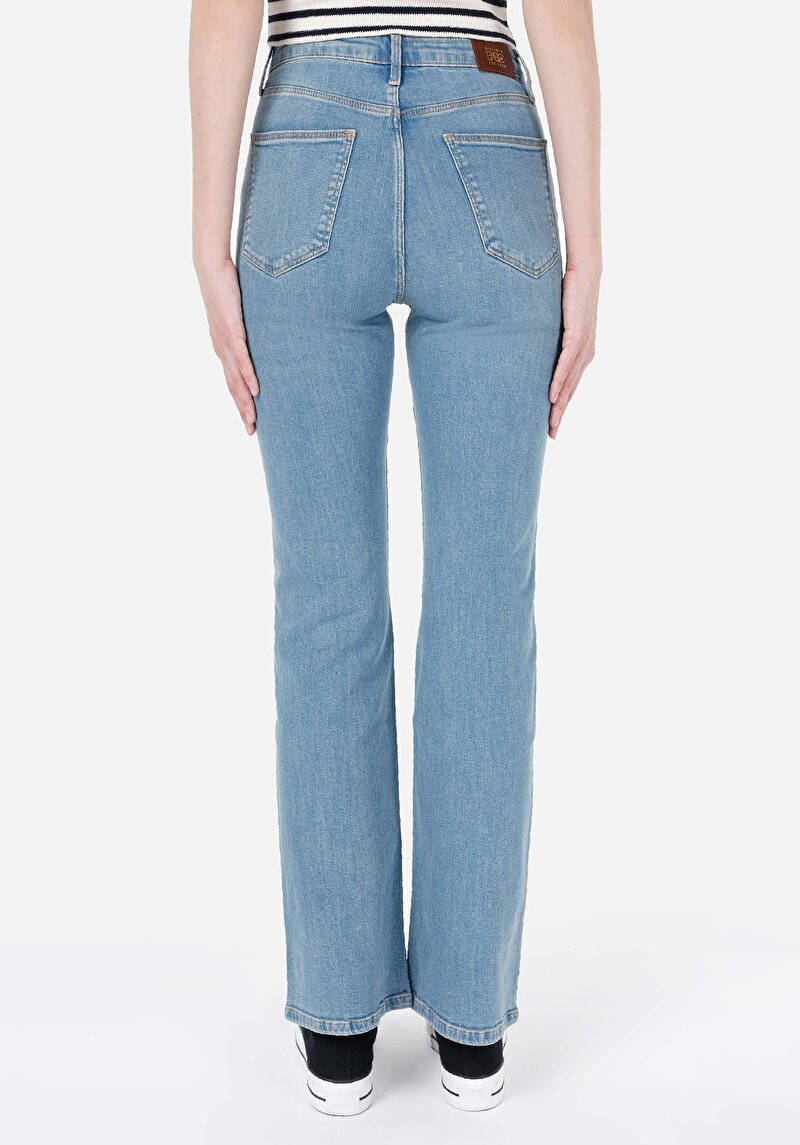 Imagine a Regular Fit Talie Înaltă Picior Larg Blugi Din Denim Pentru Femei