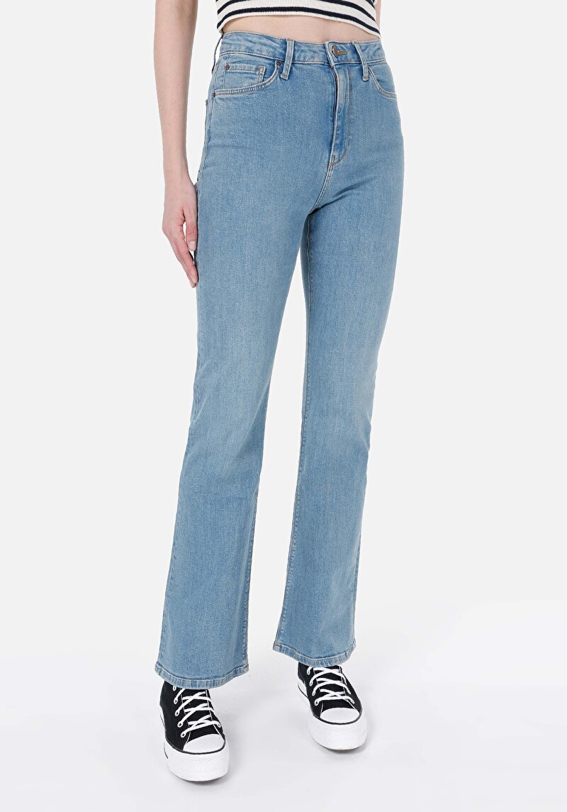 Afișați detalii pentru Regular Fit Talie Înaltă Picior Larg Blugi Din Denim Pentru Femei