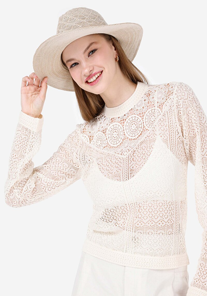 Imagine a Tricou Cu Maneca Lunga De Dama Alb Slim Fit  Cl1067313