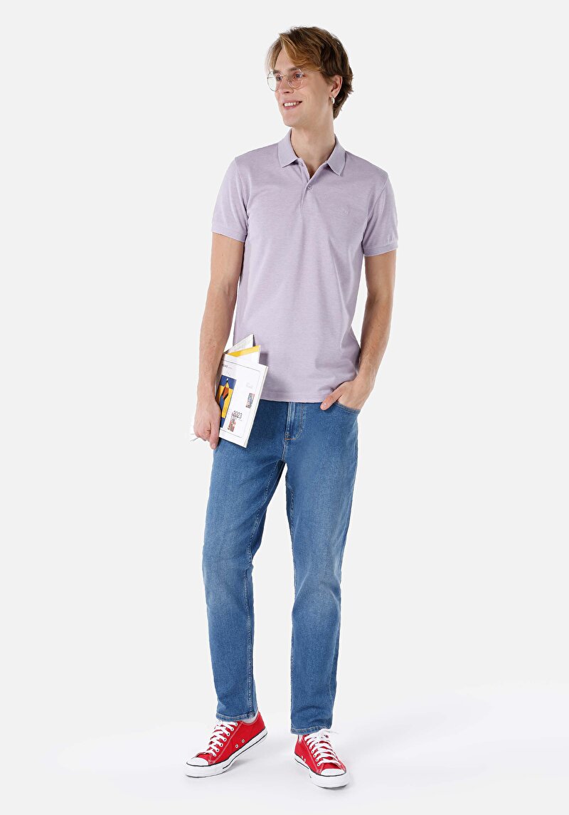 Imagine a Regular Fit Mid Waist Slim Leg Blugi Din Denim Pentru Bărbați