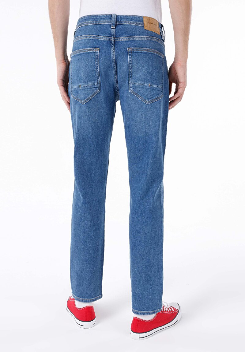 Afișați detalii pentru Regular Fit Mid Waist Slim Leg Blugi Din Denim Pentru Bărbați