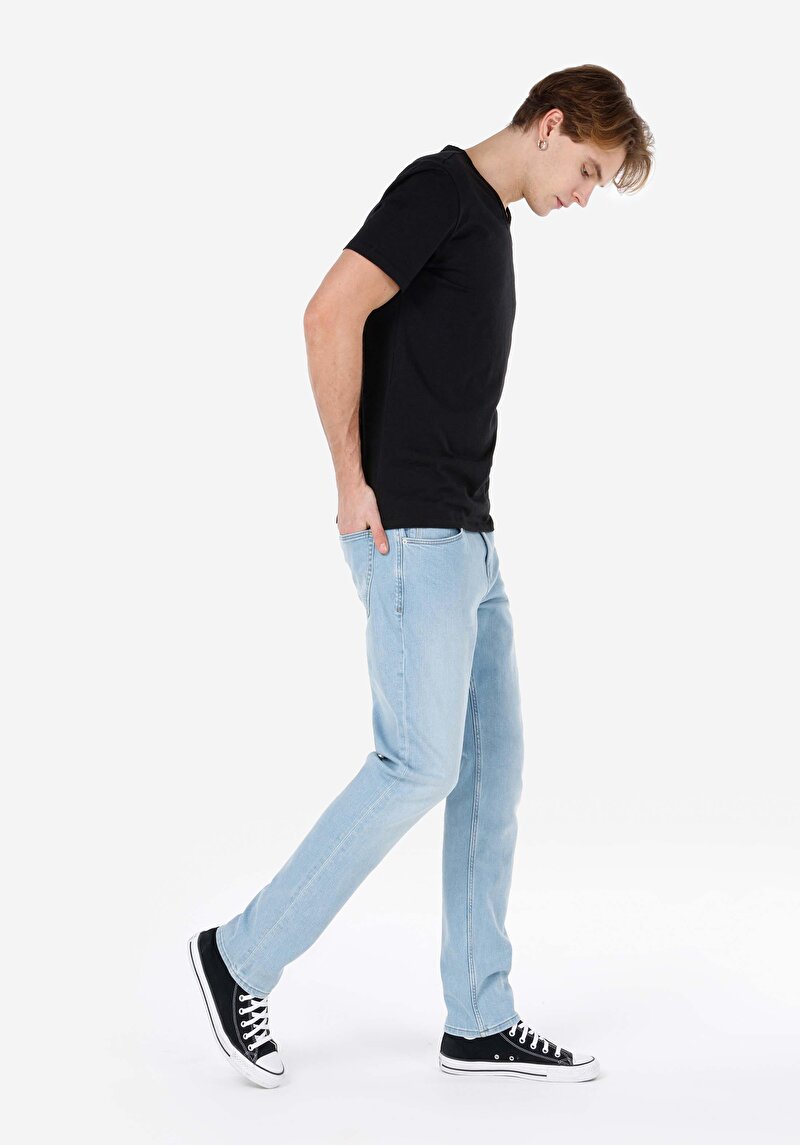 Afișați detalii pentru Blugi İndigo Deschiși Pentru Bărbați Cu Talie Joasă