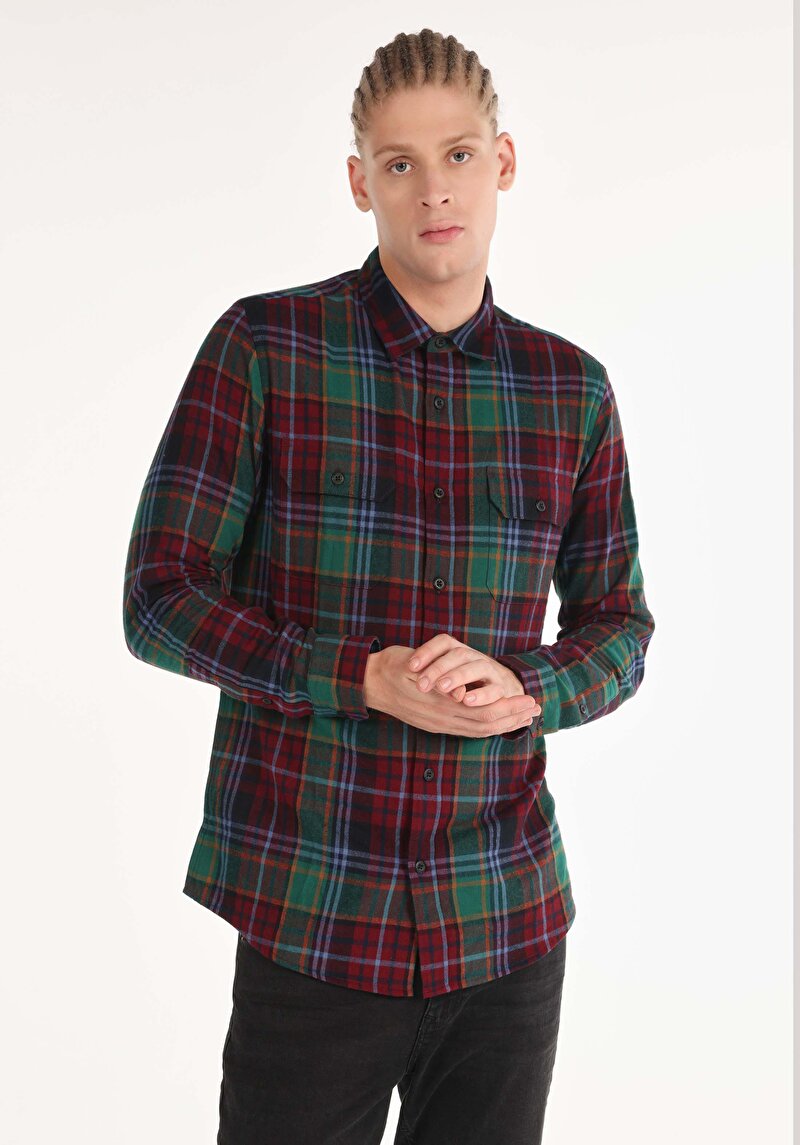 Imagine a Camasa Cu Maneca Lunga De Barbati Multicolor   Cl1065755