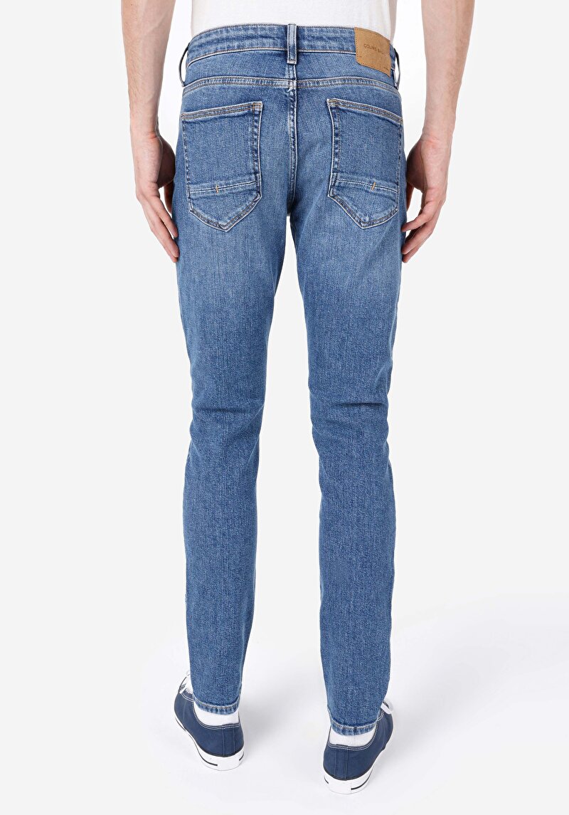 Afișați detalii pentru Slim Fit Talie Joasă Picior Îngust Blugi İndigo Pentru Bărbați