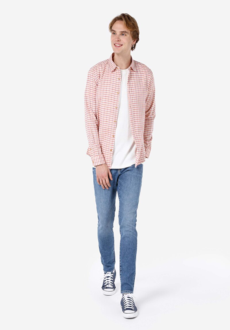 Imagine a Slim Fit Talie Joasă Picior Îngust Blugi İndigo Pentru Bărbați