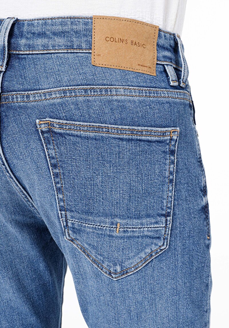 Afișați detalii pentru Slim Fit Talie Joasă Picior Îngust Blugi İndigo Pentru Bărbați