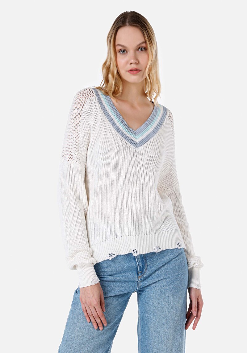 Imagine a Pulover De Dama Alb Regular Fit  Cl1067362