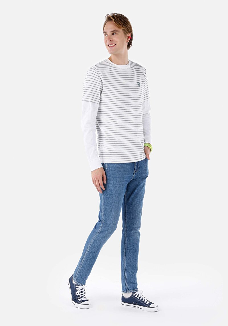 Imagine a Regular Fit Mid Waist Slim Leg Blugi İndigo Pentru Bărbați