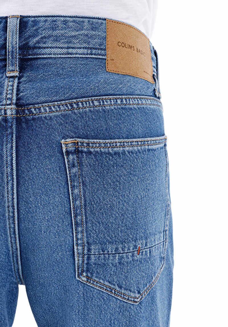 Afișați detalii pentru Regular Fit Mid Waist Slim Leg Blugi İndigo Pentru Bărbați