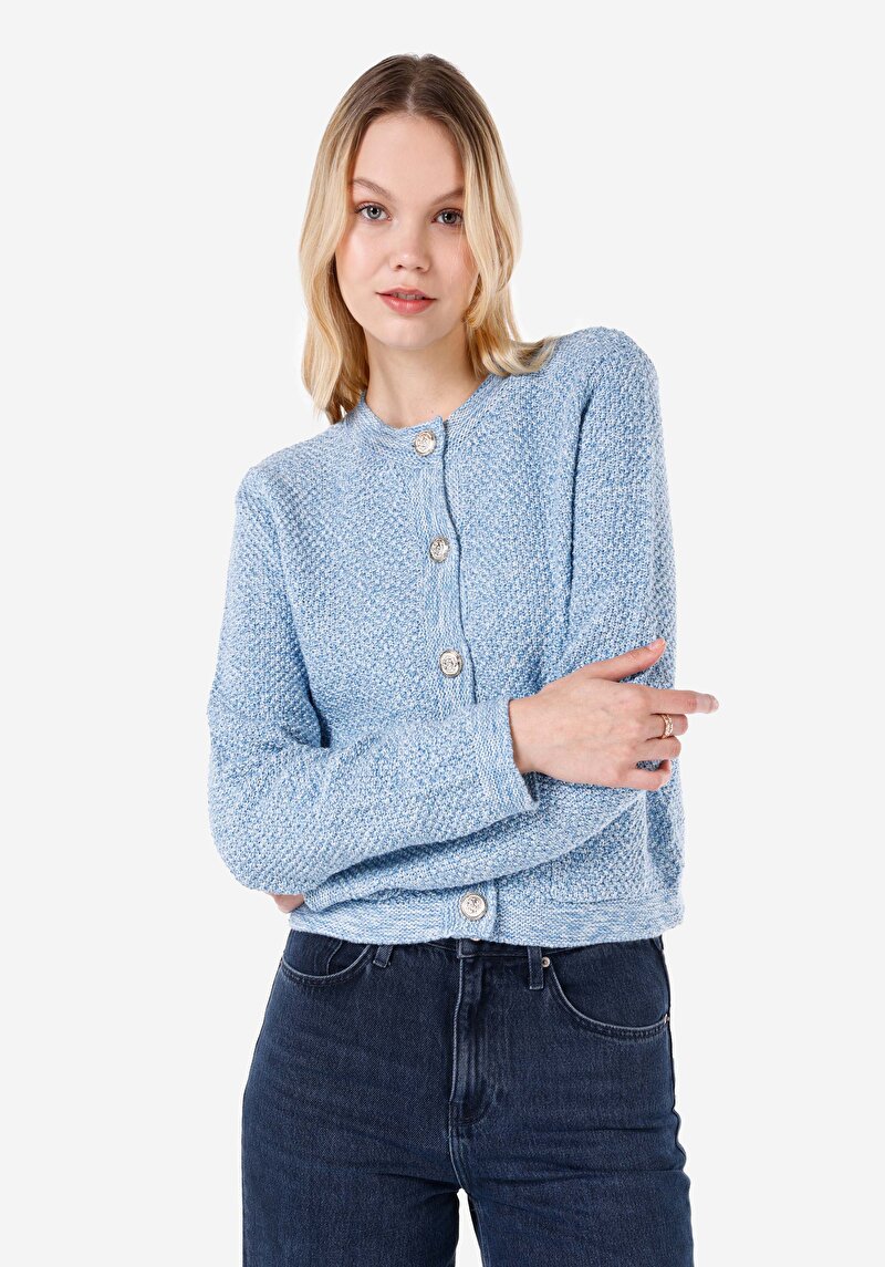 Imagine a Cardigan De Dama Albastru Slim Fit  Cl1067370
