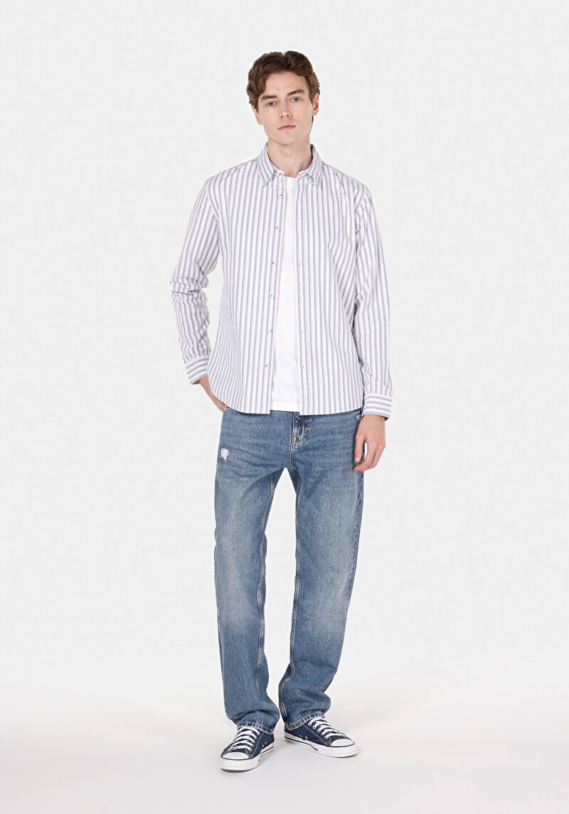 Imagine a Camasa Cu Maneca Lunga De Barbati Albastru Slim Fit Cl1072025