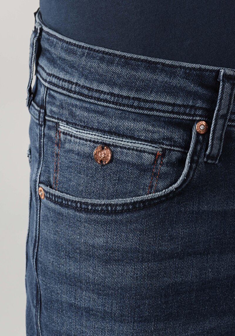 Afișați detalii pentru Pantaloni De Barbati Albastru Straight Fit 044 Karl Cl1063570