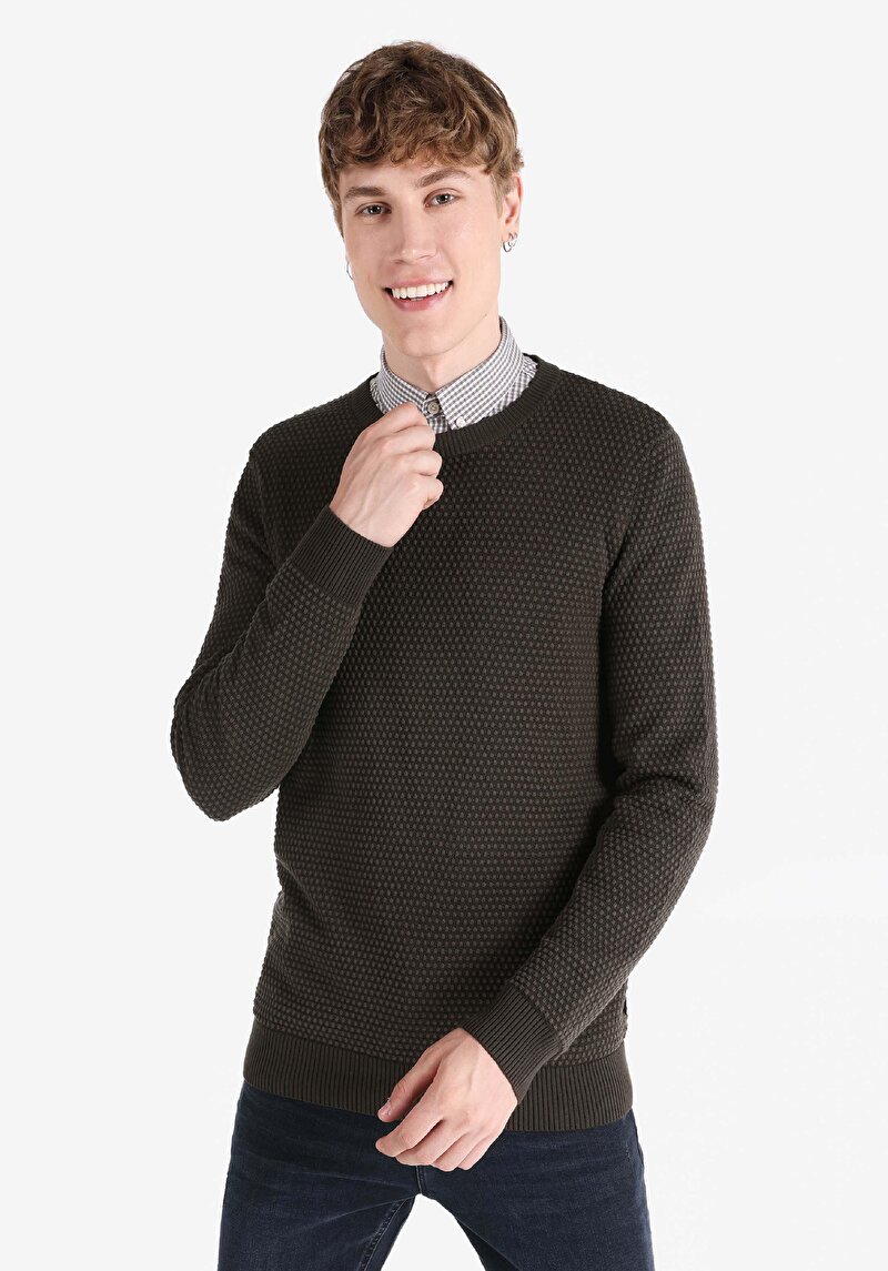 Imagine a Pulover De Barbati Kaki Regular Fit  Cl1065803