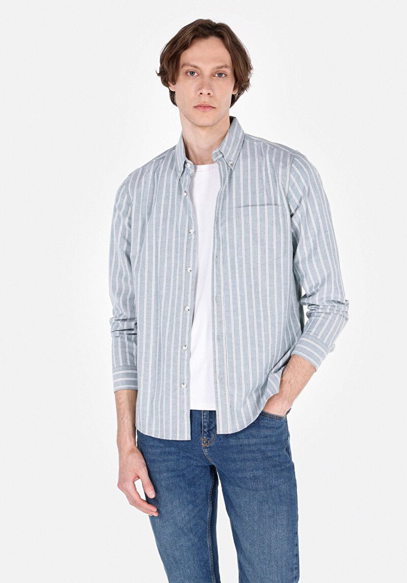 Imagine a Camasa Cu Maneca Lunga De Barbati Verde Slim Fit  Cl1072028