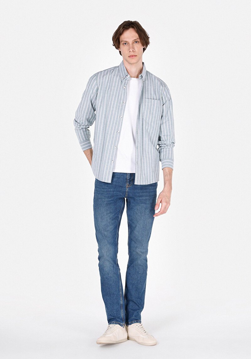 Afișați detalii pentru Camasa Cu Maneca Lunga De Barbati Verde Slim Fit  Cl1072028