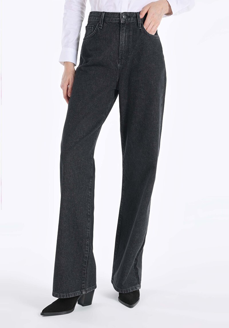 Afișați detalii pentru Regular Fit Talie Înaltă Picior Larg Blugi Albi Pentru Femei