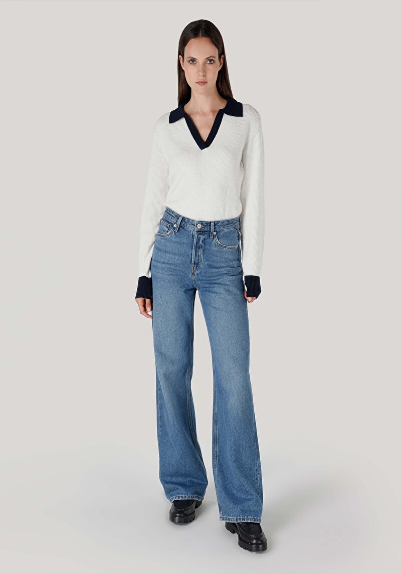 Imagine a Regular Fit Blugi Bleumarin Pentru Femei