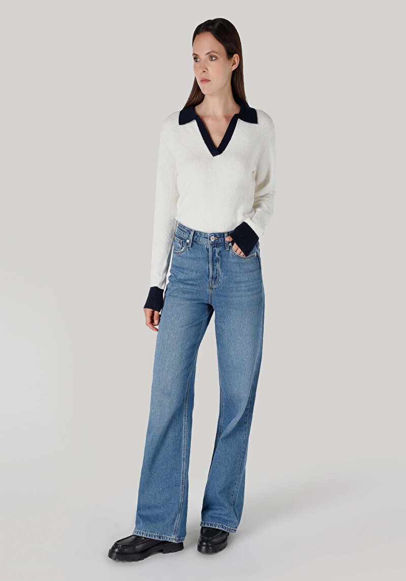 Imagine a Regular Fit Blugi Bleumarin Pentru Femei