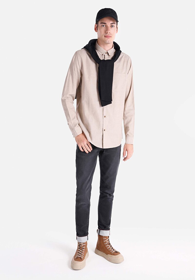 Afișați detalii pentru Cămașă Regular Fit Cămașă Dreaptă Bărbați Gri Cămașă Cu Manșon Lung