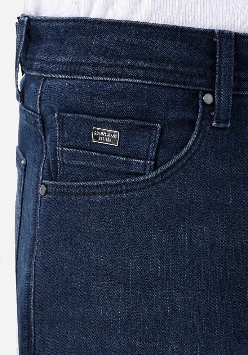 Afișați detalii pentru Regular Fit Mid Waist Slim Leg Blugi İndigo Închis Pentru Bărbați